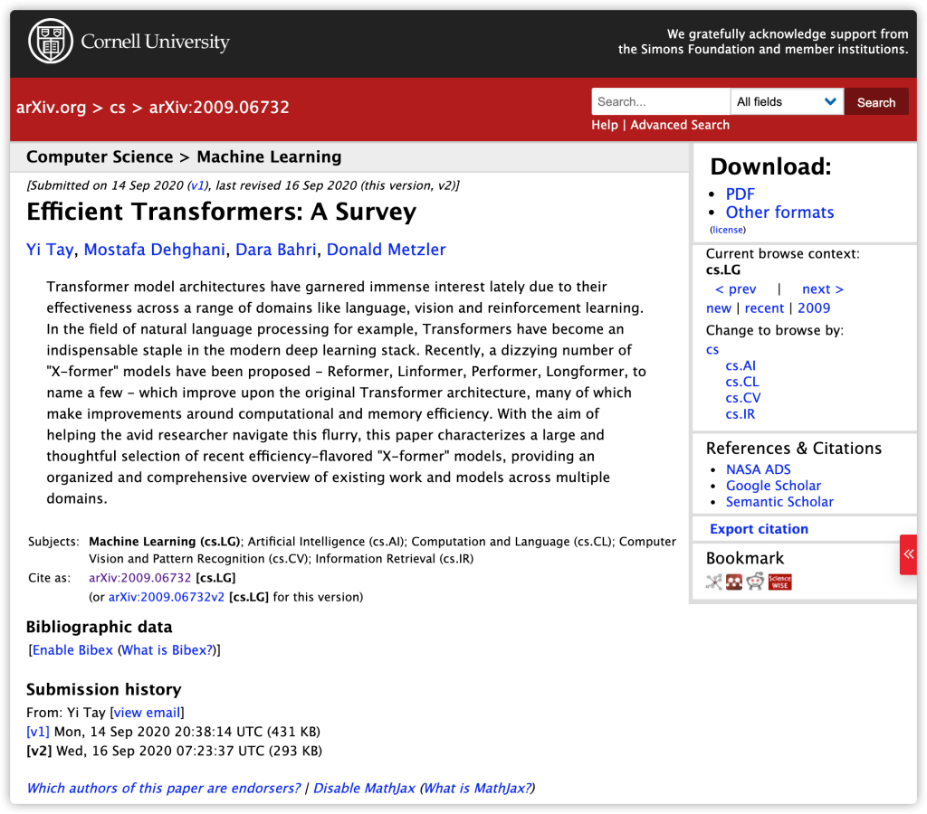 Google Publish A Survey Paper of Efficient&nbsp;Transformers